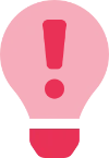 Exclamation mark inside light bulb in pink